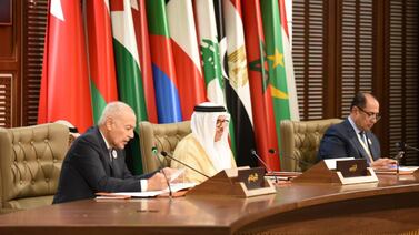 Ahmed Aboul Gheit, Secretary General of the Arab League, at the foreign ministers’ meeting in Manama. Bahrain News Agency