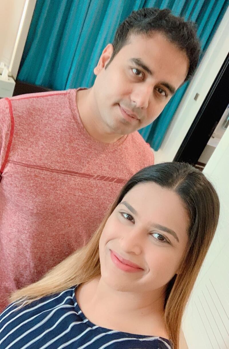 Manisha Thakur and her husband Vikram. Manisha could not join her husband for an Eid break in Oman two years ago. Vikram was among 17 passengers returning from Muscat who were killed when a bus they were travelling in hit a height restriction barrier in June 2019 in Dubai. Courtesy: Manisha Thakur