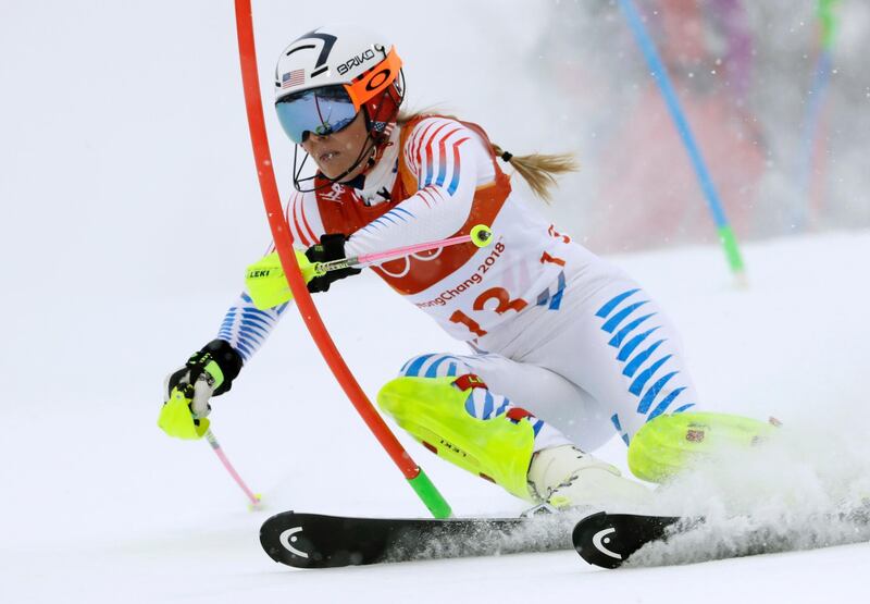 United States' Lindsey Vonn competes in the women's combined slalom at the 2018 Winter Olympics in Jeongseon, South Korea, Thursday, Feb. 22, 2018. Luca Bruno / AP Photo