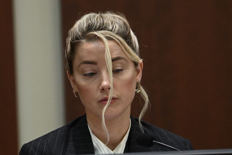 Amber Heard on her second day of cross-examination. AFP