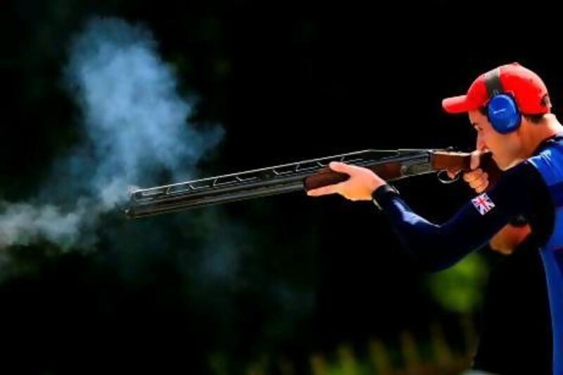 Great Britain's Peter Wilson admitted to nerves in the first round but settled down by remembering the advice of his coach, Sheikh Ahmed bin Hasher, to win the double trap gold.