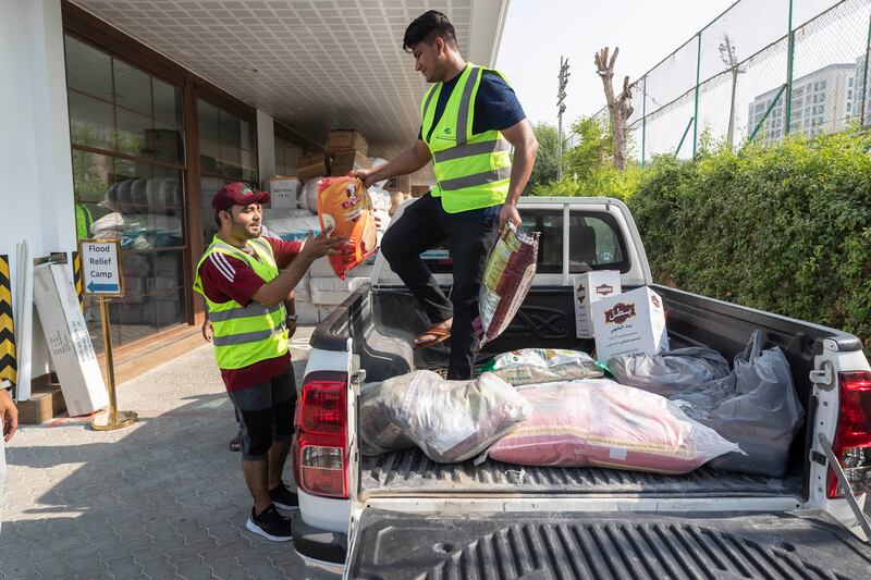 Residents have been coming throughout the day to donate relief supplies.