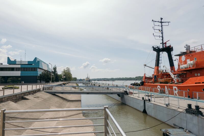 A vessel moored at the Izmail Sea Commercial Port in the waters of the Kiliia River estuary in Danube. Bloomberg