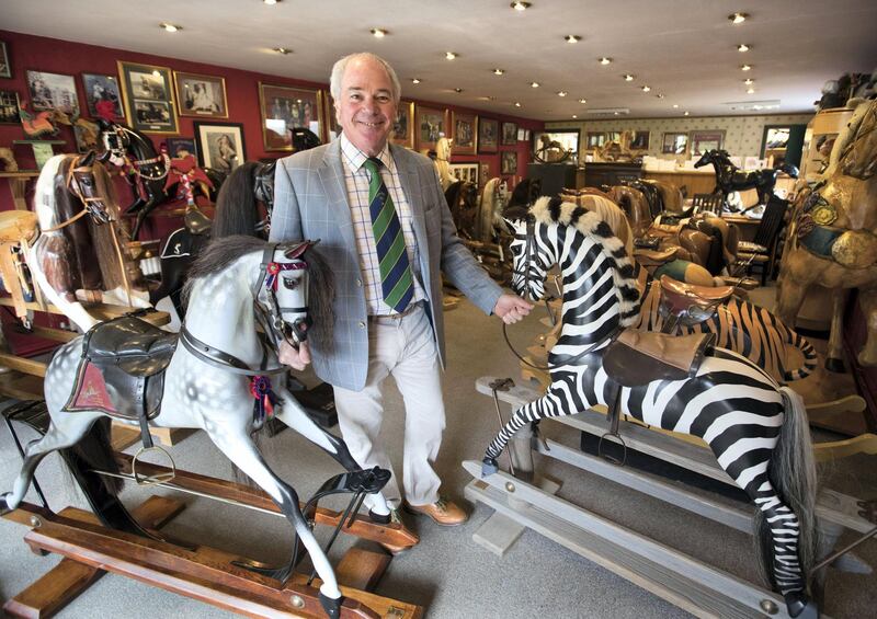 BETHERSDEN,UK 20th March 2019. Marc Stevenson, co-owner of Stevenson Brothers rocking horse makers,  inside their showroom  in the village of Bethersden, near Ashford, United Kingdom. Stephen Lock for the National 