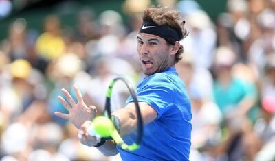 epa06426051 Rafael Nadal of Spain in action against Richard Gasquet of France during match two of the Kooyong Classic at Kooyong Lawn Tennis Club in Melbourne, Victoria, Australia, 09 January 2018.  EPA/JULIAN SMITH  AUSTRALIA AND NEW ZEALAND OUT