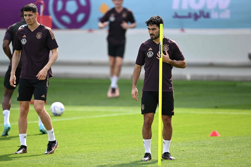 Germany's midfielder Ilkay Gundogan takes part in a training session at the Al Shamal Stadium in Doha. AFP
