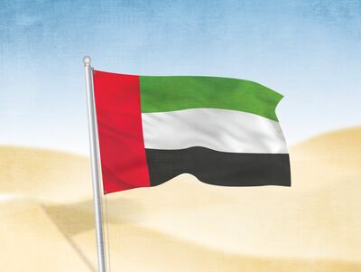 The current flag of the UAE, which was adopted on December 2, 1971, with the unification of the Emirates. Ramon Peñas Jr / The National