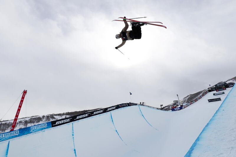 Noah Bowman competes in the Ski Halfpipe at the FIS World Championships in Park City, Utah. EPA