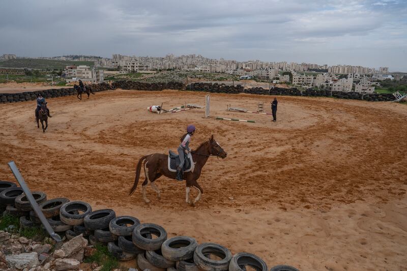 Khaled Ifranji has resumed riding lessons at his equestrian centre near Ramallah after Israeli authorities demolished it on January 30 2024. All photos: Charlie Faulkner for The National