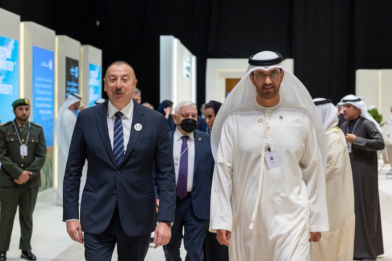 Dr Al Jaber with Ilham Aliyev, President of Azerbaijan. Photo: Presidential Court