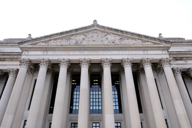 The US National Archives building in Washington, DC. AP