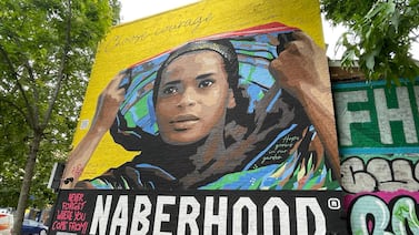 A mural of Ramla Ali in Bethnal Green. Jacqueline Fuller / The National