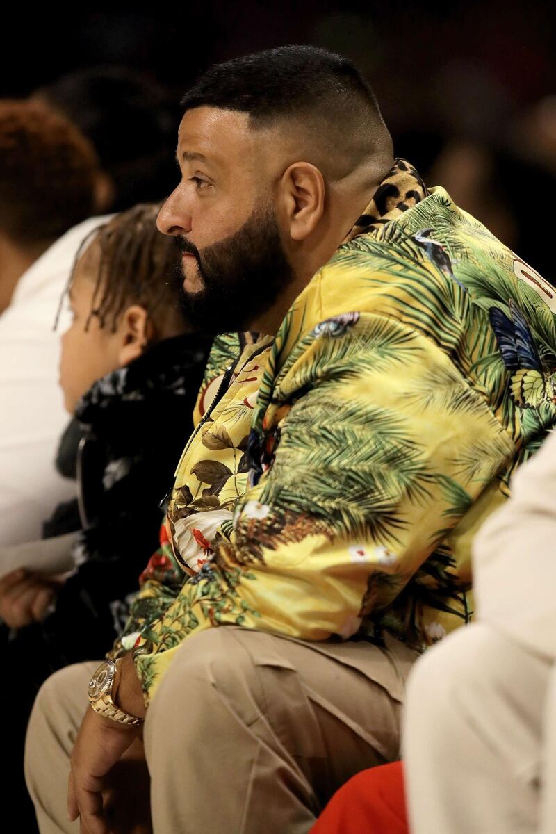 DJ Khaled looks on during the game. AFP