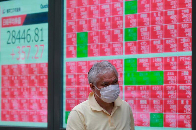 Japanese Prime Minister Yoshihide Suga’s plan to resign sent Japanese shares to a three-decade high on expectations that his successor may boost stimulus. Photo: AP