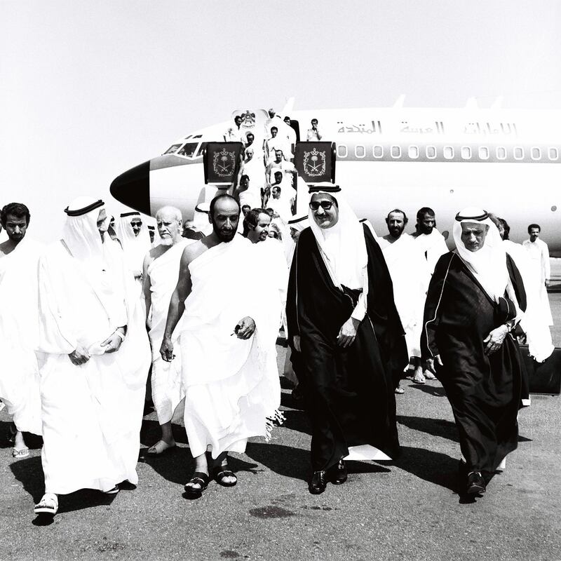 Sheikh Zayed leads to Saudi Arabia for Hajj Pilgrimage. October 27, 1979. Courtesy to Ittihad. History Project 2011