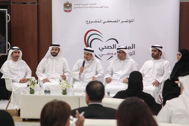 Officials announce the health survey in Dubai on Wednesday. Ministry of Health and Prevention