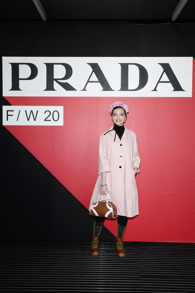 Noor Tagouri attends the Prada show during Milan Fashion Week on February 20, 2020. Getty Images