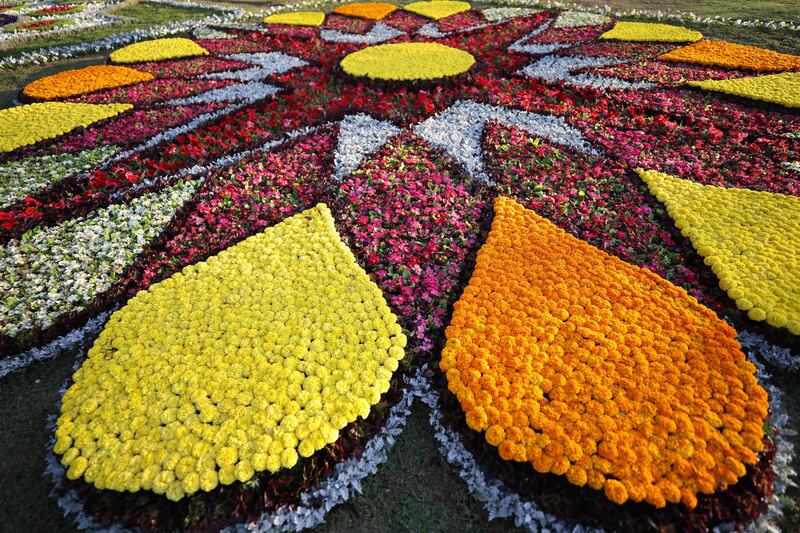 Floral art at the Baghdad festival to celebrate Nowruz. AFP
