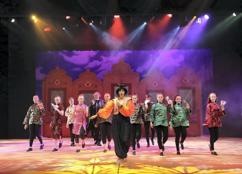 Dubai, United Arab Emirates - December 19, 2018: The Madinat Theatre is putting on the pantomime Aladdin over the Xmas holidays. Wednesday the 19th of December 2018 at the Madinat Theatre, Dubai. Chris Whiteoak / The National