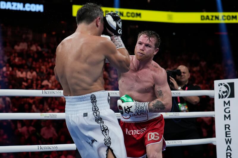 Canelo Alvarez fights Gennady Golovkin in their super middleweight title fight. AP