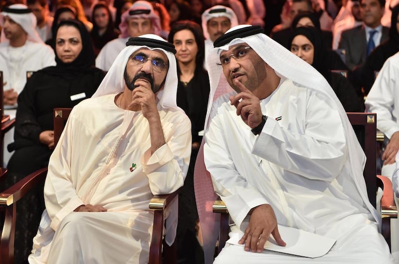 Sheikh Mohammed bin Rashid, Vice President and Ruler of Dubai, with Dr Sultan Al Jaber, chairman of Masdar.