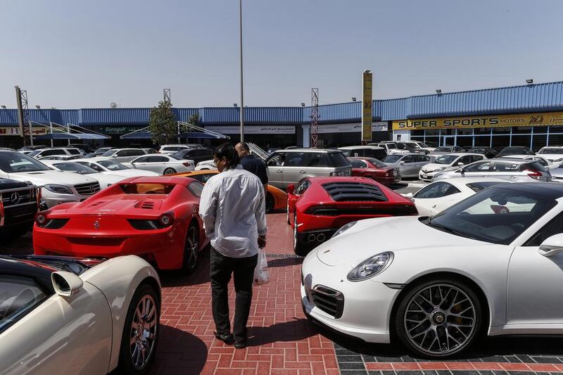 Al Awir used-car complex, in Dubai’s Ras Al Khor industrial area, is home to more than 130 dealerships. Antonie Robertson / The National