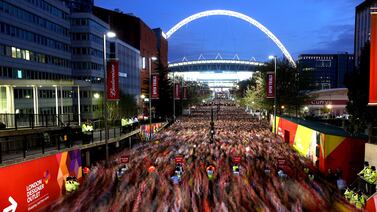 Football fans leave Wembley Stadium. The bill will ensure supporters' voices 'are front and centre' said Prime Minister Rishi Sunak. Getty Images