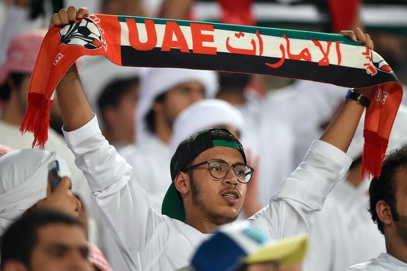 An UAE fan before the match at Mohammed bin Zayed Stadium. Tom Dulat / Getty Images