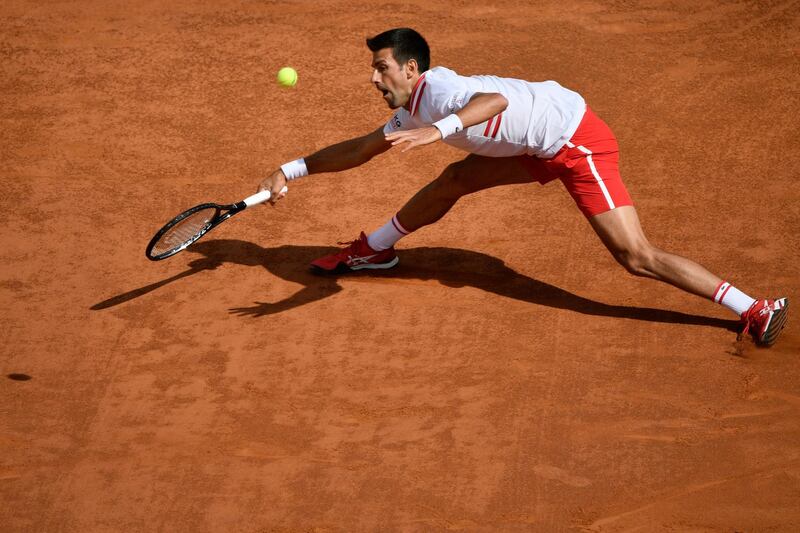 Serbia's Novak Djokovic returns a forehand to Spain's Alejandro Davidovich during their match in the Men's Italian Open at Foro Italico in Rome. AFP