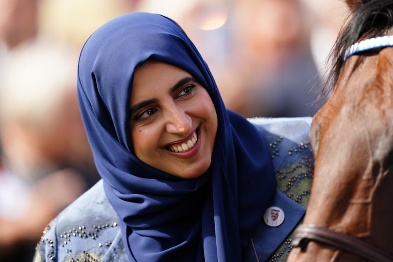 Sheikha Hissa alongside Baaeed on day one of the Ebor Festival at York Racecourse on August 17, 2022. PA