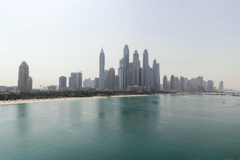 DUBAI, UNITED ARAB EMIRATES. 15 FEBRUARY 2018. Show apartment of One on the Palm by Omniyat. The view from the apartment. (Photo: Antonie Robertson/The National) Journalist: Melanie Hunt. Section: Lifestyle.