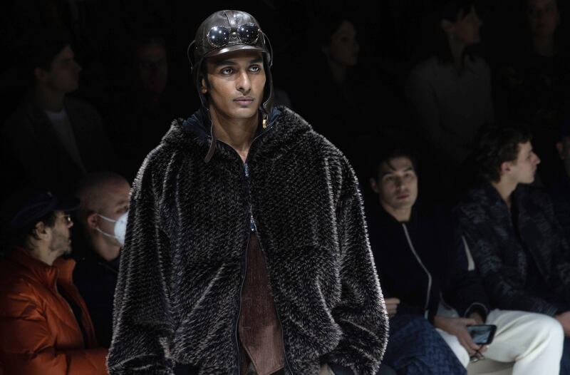Channelling Charles Lindbergh at the Emporio Armani show at Milan Fashion Week. EPA