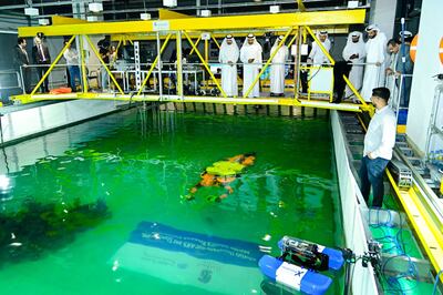 Underwater robots are monitored in the robotics laboratory at Khalifa University. Photo: Khalifa University