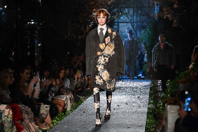 Dense foliage covered outfits at Antonio Marras. AFP  