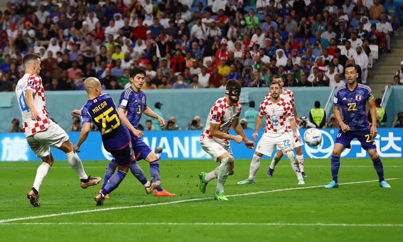 Daizen Maeda scores for Japan. Reuters