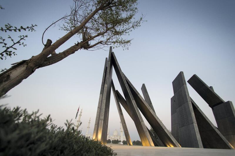 Abu Dhabi, United Arab Emirates, September 3, 2017:    General view of Wahat Al Karama, UAE's martyrs' memorial, across from Sheikh Zayed Grand Mosque in Abu Dhabi on September 3, 2017. Christopher Pike / The NationalReporter:  N/ASection: News
