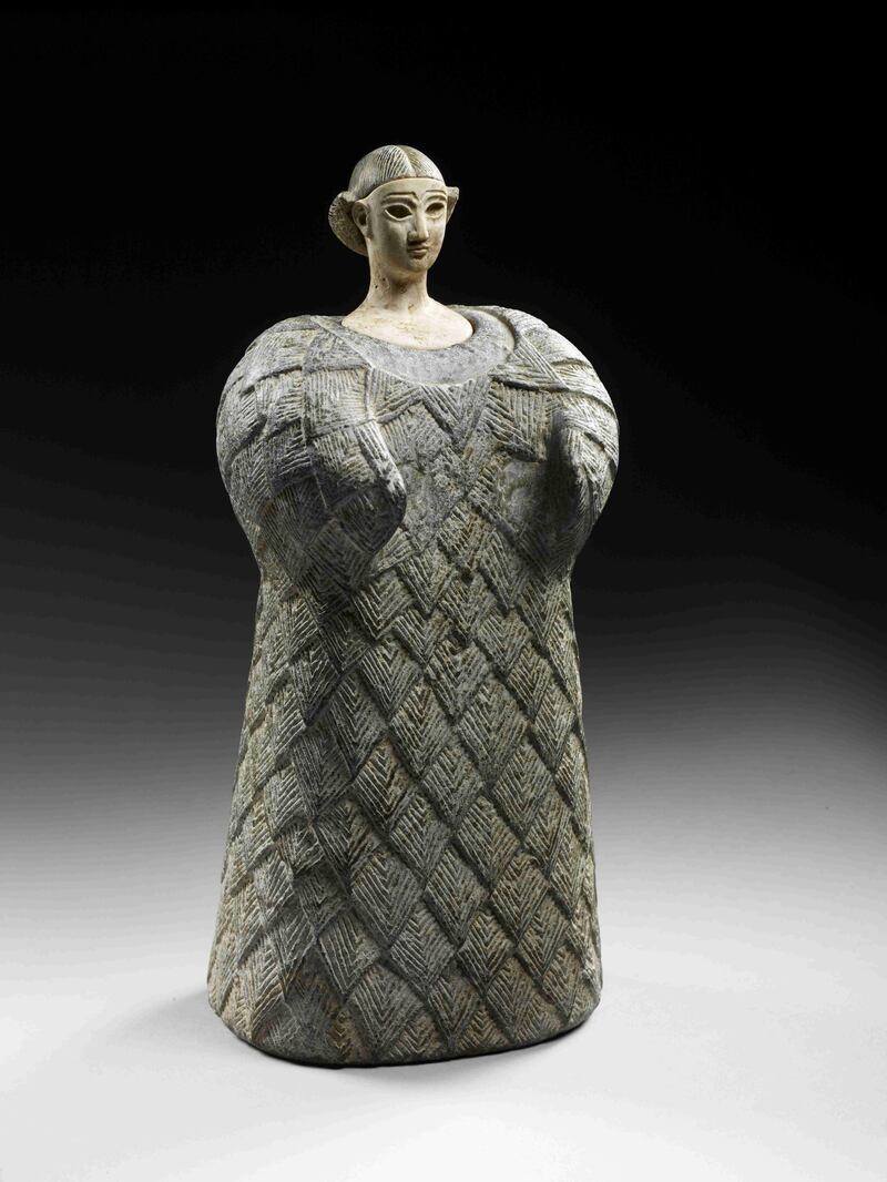 Bactrian ÒPrincessÓ 
Central Asia, late third millennium 
BCEÐearly second millennium BCE 
Chlorite for the body and headdress, 
calcite for the face.

© Louvre Abu Dhabi 
Thierry Ollivier 
  



Louvre Abu Dhabi © Standing Bactrian Princess.

Story on Le Louvre by Anna Seaman.  For Arts & Life.