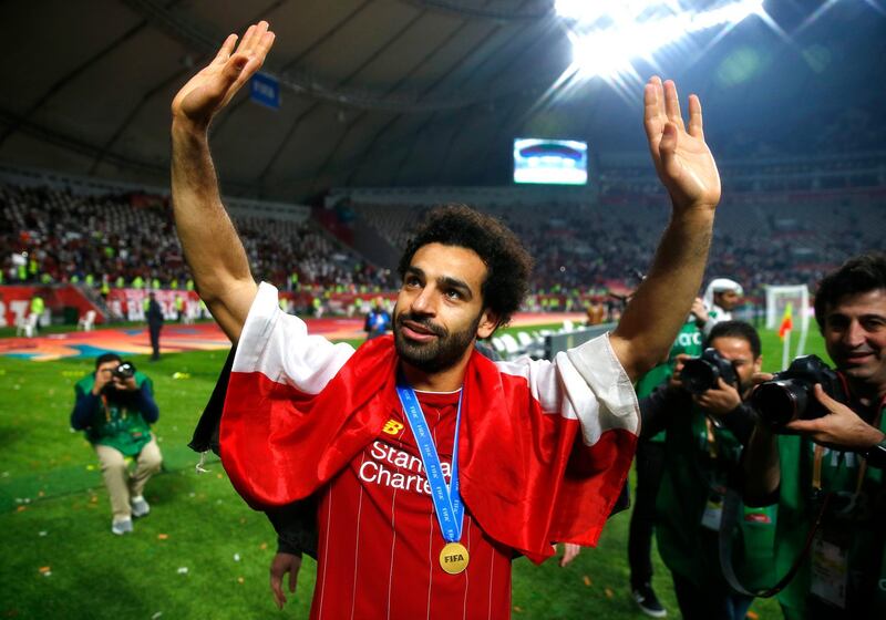 Mohamed Salah celebrates after Liverpool's victory in the Fifa Club World Cup. Getty