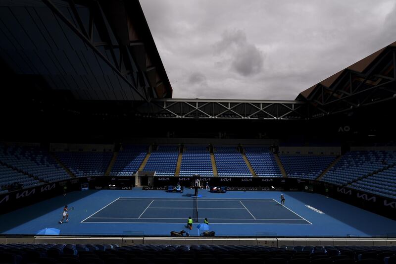 Empty stands at Melbourne Park during Elina Svitolinas' win over Yulia Putintseva of Kazakhstan. EPA