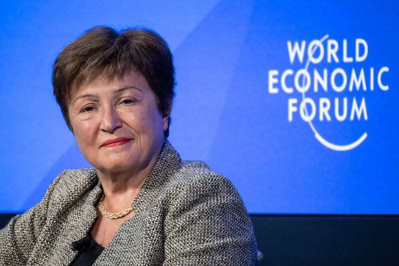 International Monetary Fund managing director Kristalina Georgieva at a session during the World Economic Forum in Davos. AFP