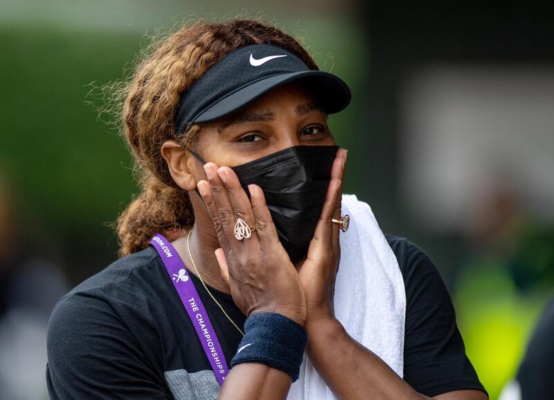 Serena Williams after a practice session on Sunday. Reuters