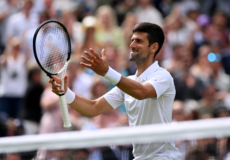 Novak Djokovic celebrates reaching the third round. Getty