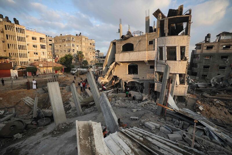 Destroyed buildings in the northern Gaza Strip town of Beit Lahia, following two days of Israeli airstrikes on the Palestinian territory. AFP