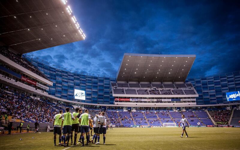 Players of Puebla celebrate their only goal during the 4th round match between Puebla and Veracruz in Puebla, Mexico. Getty Images