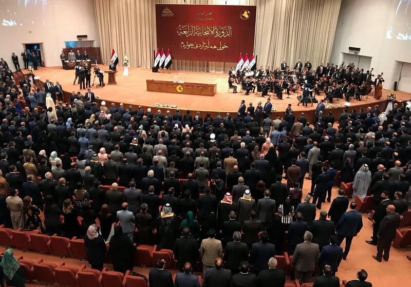 Iraqi lawmakers are seen during the first session of the new Iraqi parliament in Baghdad, Iraq September 3, 2018. REUTERS/Maher Nazeh