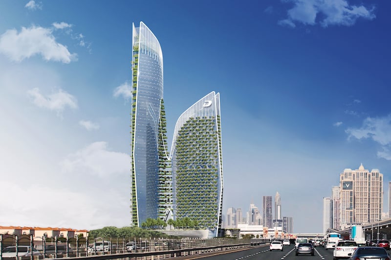 The towers will have views of Sheikh Zayed Road and Safa Park in Dubai.