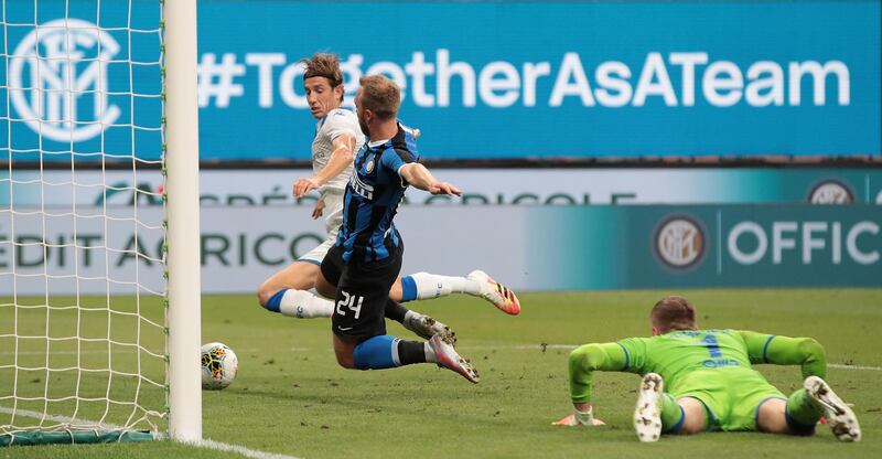 Inter Milan midfielder Christian Eriksen of Inter MIlan scores against Brescia. Getty Images