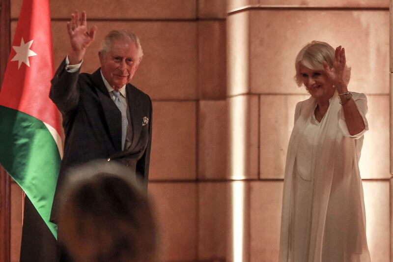 Prince Charles and Camilla attend a centenary celebration of the founding of the Jordanian state at the Jordan Museum in Amman. AFP