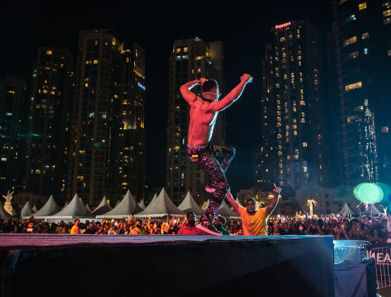 Mohamed Ramadan at the All Africa Festival, Burj Park, Downtown Dubai. Victor Besa / The National