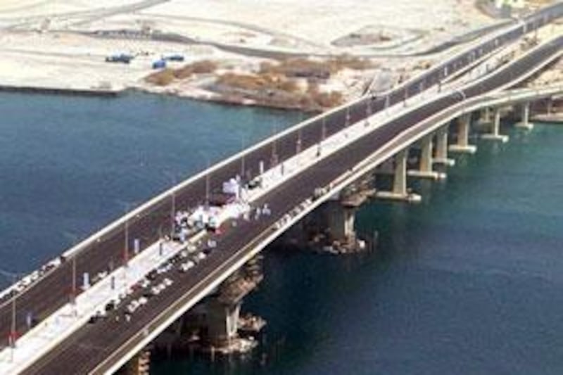 Sheikh Khalifa Bridge opened yesterday, allowing cars a new route on and off Abu Dhabi.
